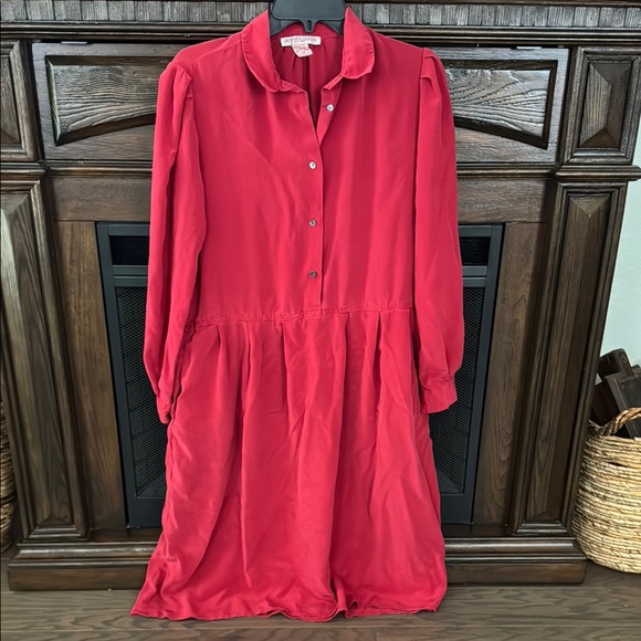 100% Red Silk Jack Mulqueen Dress - Picture 1 of 4